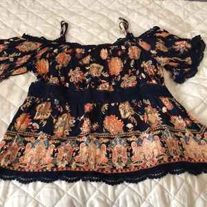 Dark blue with designs top